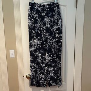 Floral Navy and White Women's Skirt